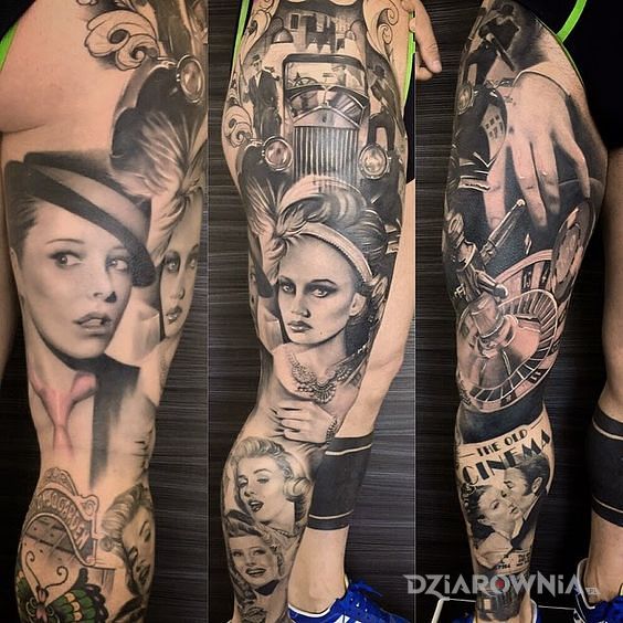 Tatuaż dziewczyny hej dziewczyny - rękawy