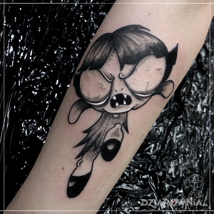 Tatuaż bójka bajka czy brawurka atomówki - czarno-szare