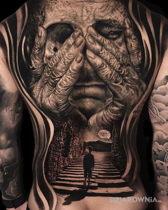 Tatuaż starość i młodość - twarze