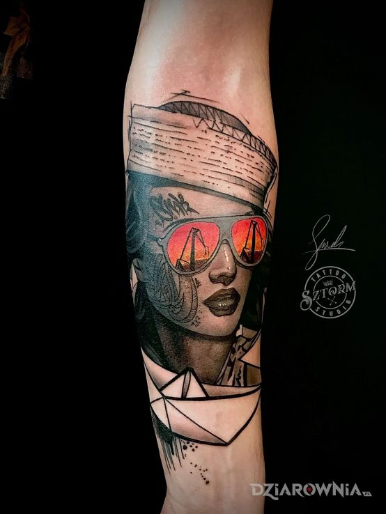 Tatuaż stocznia - kolorowe