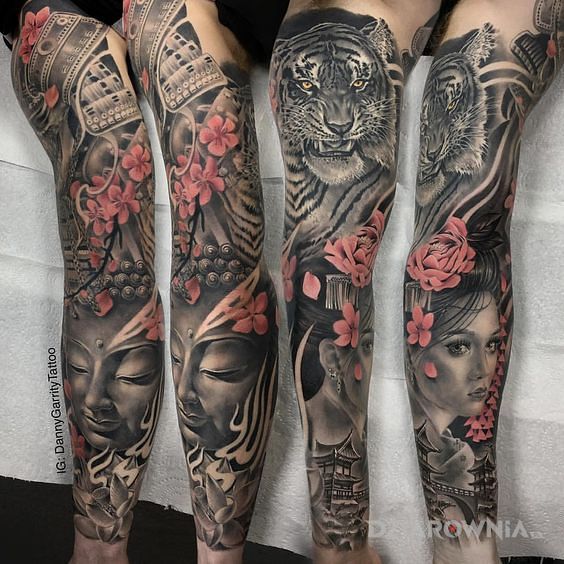 Tatuaż tygrys i gejsza - twarze