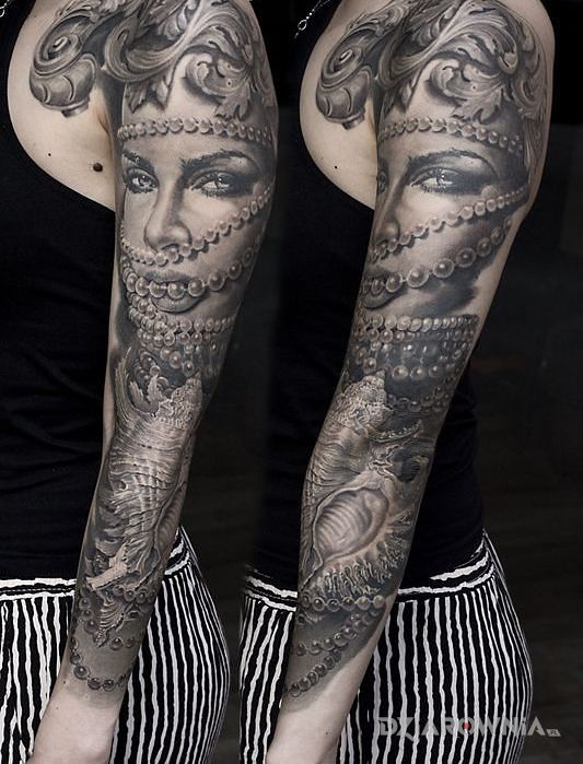 Tatuaż opleciona perłami - rękawy