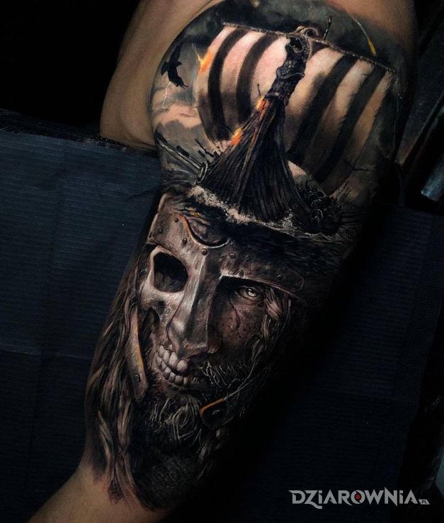 Tatuaż półmartwy wiking - twarze