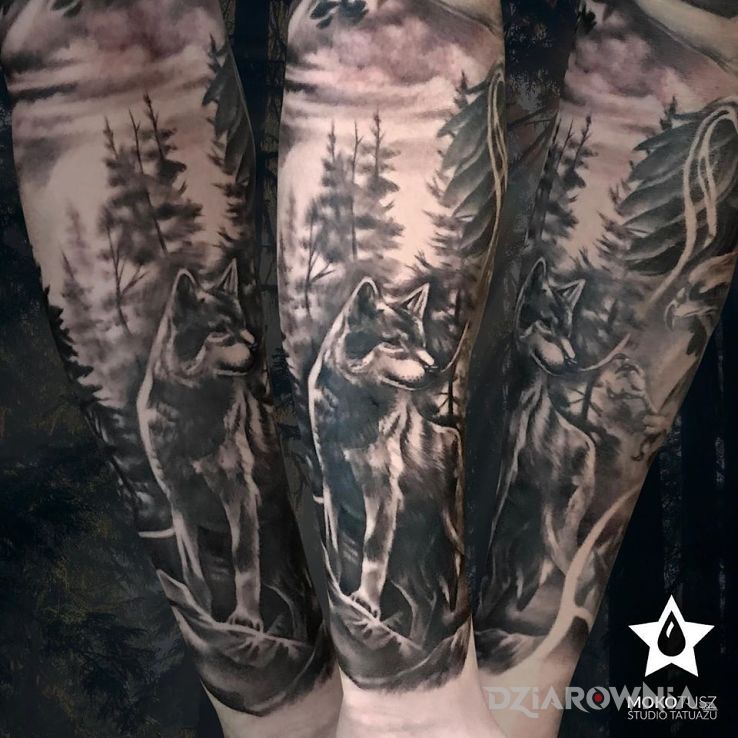 Tatuaż wilk - część rękawa - rękawy