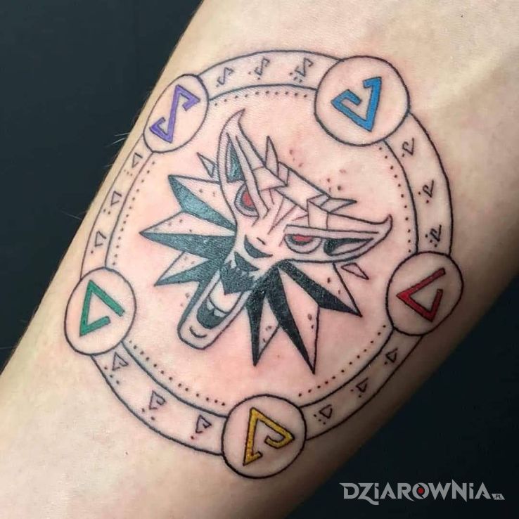 Tatuaż wiedźmin - kolorowe