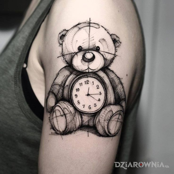 Tatuaż misiu pysiu - czarno-szare