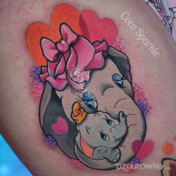 Tatuaż dumbo  disney - postacie
