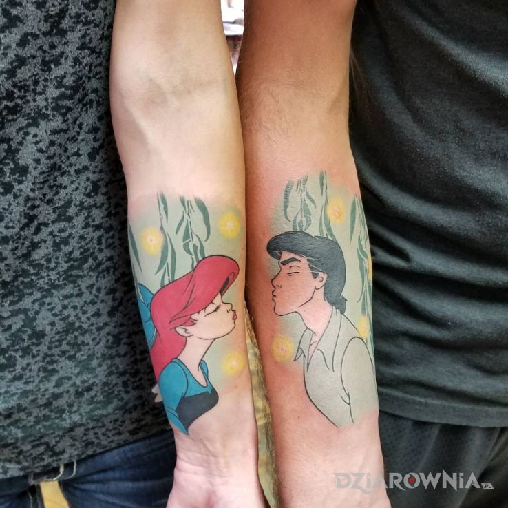Tatuaż syrenka i książe - postacie