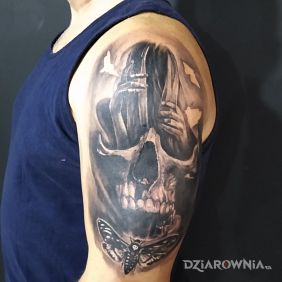 Dziewczyna czaszka i ćma