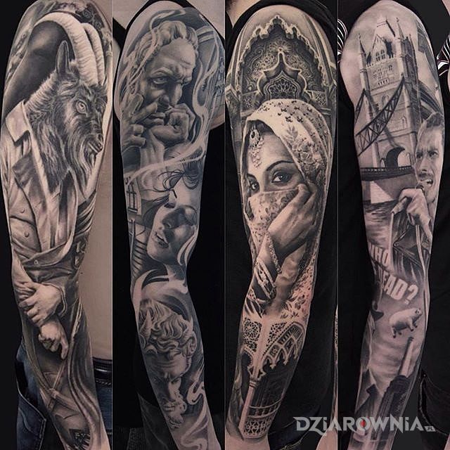 Tatuaż różne rękawy - rękawy