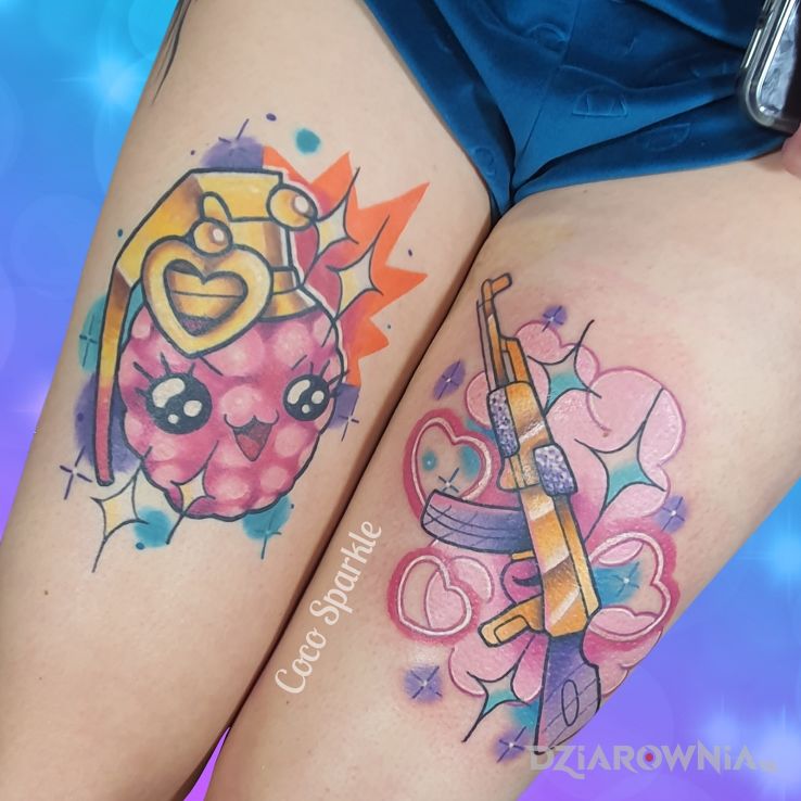 Tatuaż granat  ak47 - kolorowe