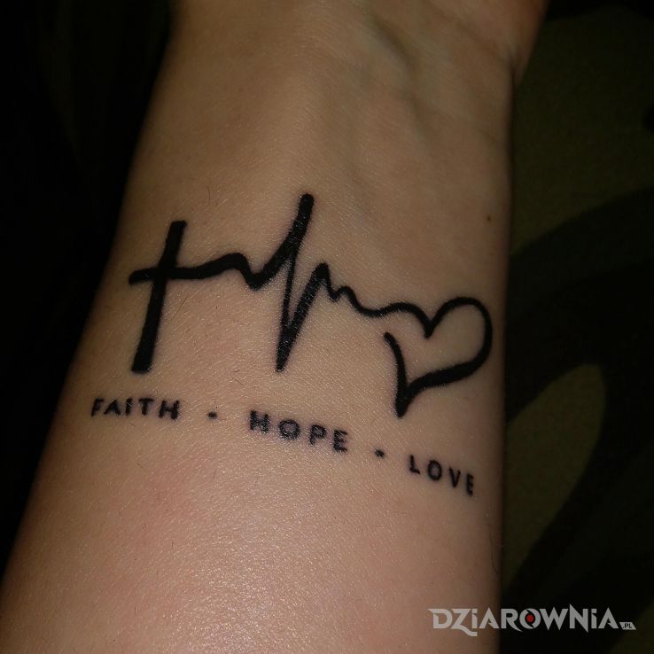 Tatuaż faith hope love - wiara nadzieje miłość - czarno-szare