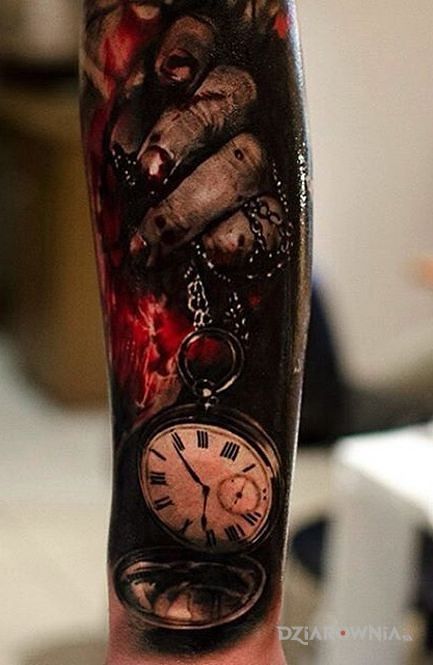 Tatuaż zegarek kieszonkowy - 3D