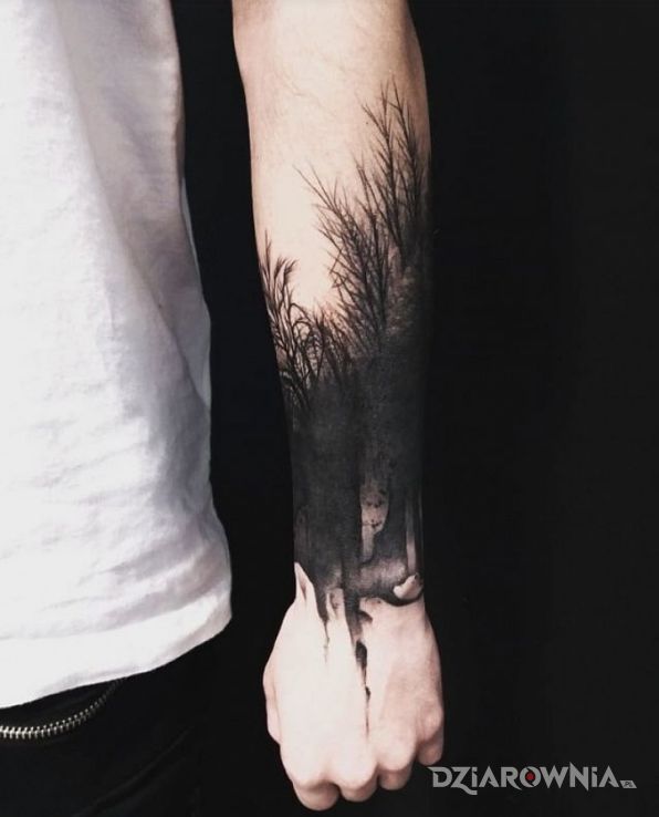 Tatuaż blackwork forest - rękawy
