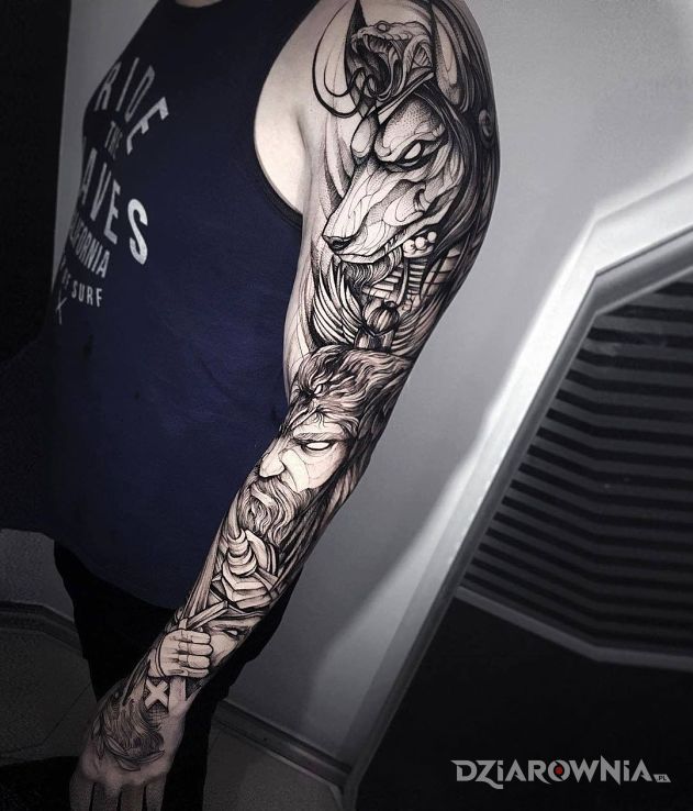 Tatuaż graficzny rękaw - rękawy