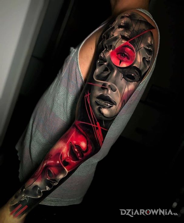 Tatuaż same twarze - twarze