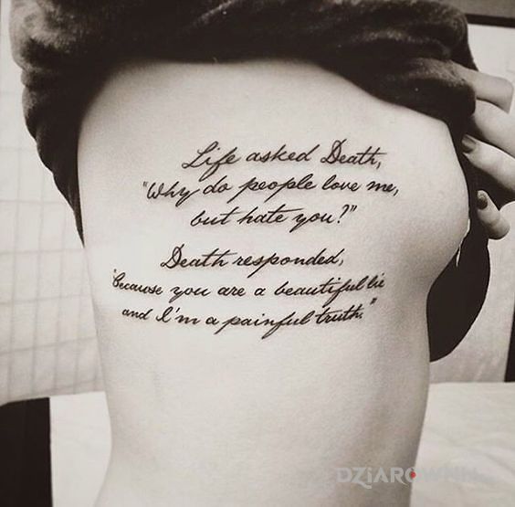 Tatuaż życie zadało pytanie śmierci - napisy