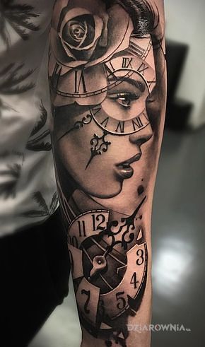 Tatuaż zegar na oku - przedmioty