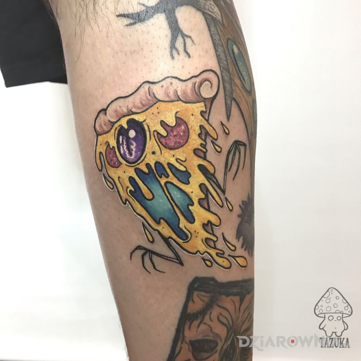 Tatuaż zombie pizza  neotraditional - kolorowe