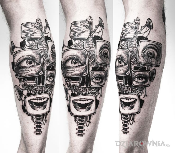 Tatuaż szaleństwo  madness  cyperpunk - twarze