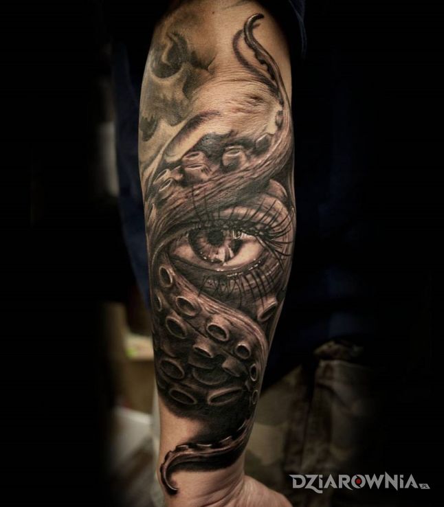 Tatuaż ośmiornica i oczko - 3D