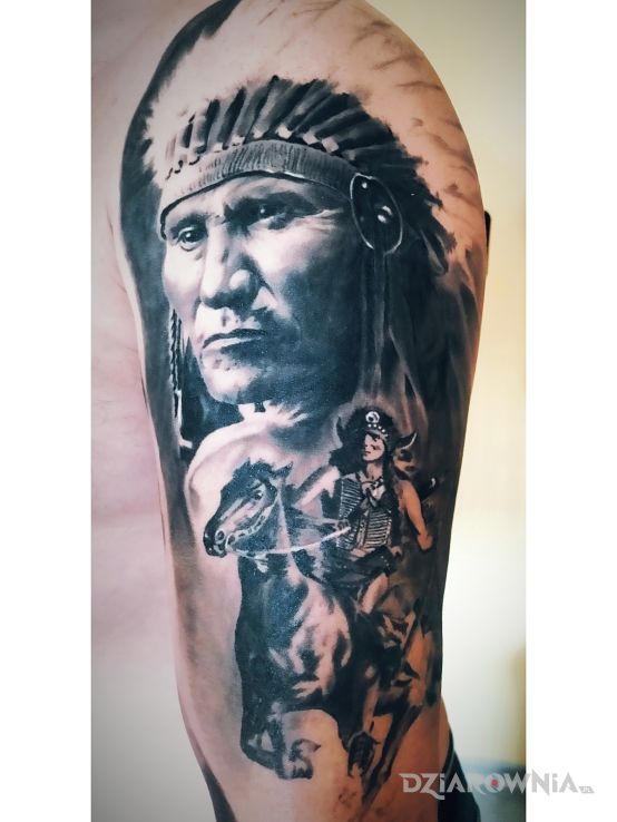 Tatuaż indianin - indiańskie