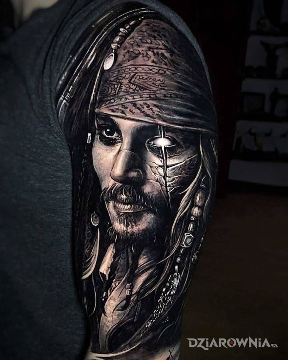 Tatuaż jack saprrow - czarno-szare