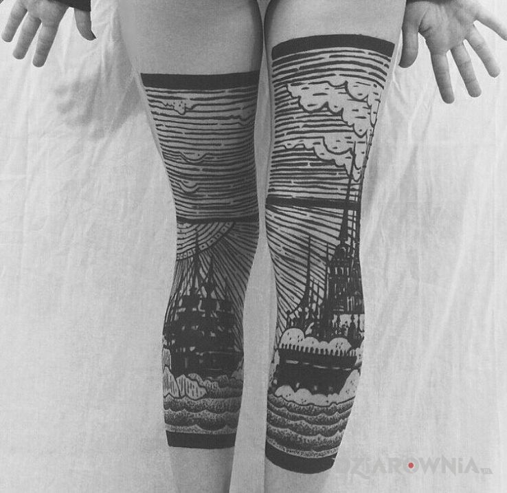 Tatuaż zamek i statek - pozostałe