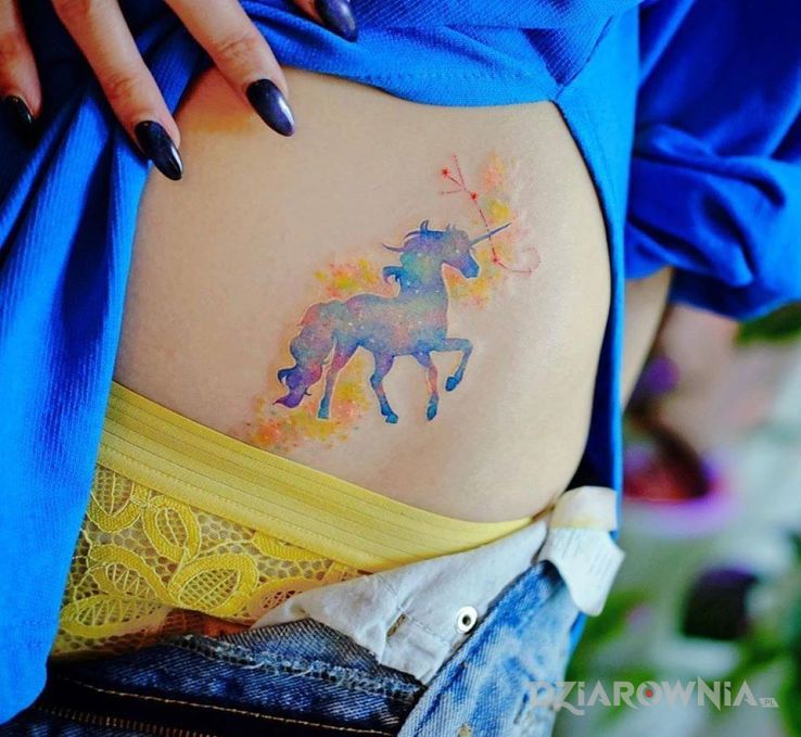 Tatuaż jednorozec - kolorowe