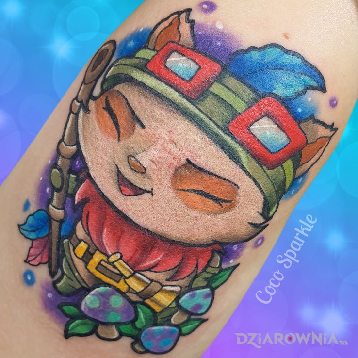 Tatuaż teemo  league of legends   cartoon  kreskówka - kolorowe