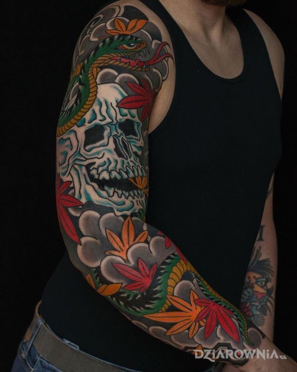 Tatuaż japonska czacha - japońskie