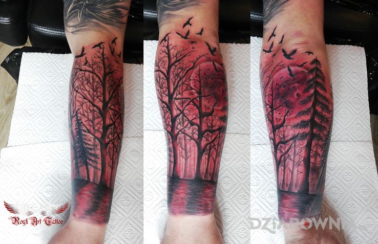 Tatuaż las - kolorowe