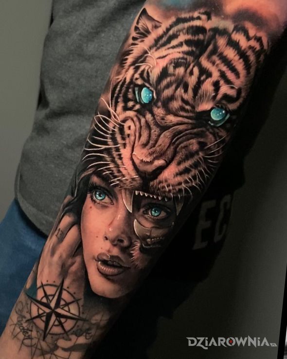 Tatuaż tiger woman - 3D