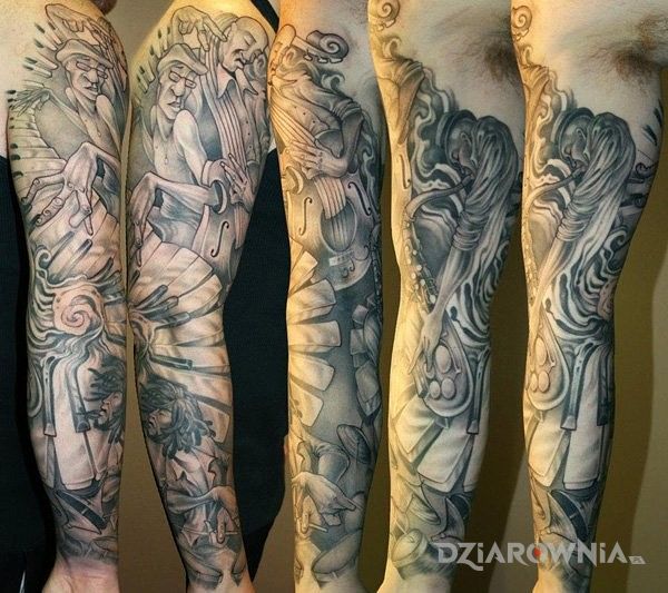 Tatuaż motyw muzyczny - rękawy