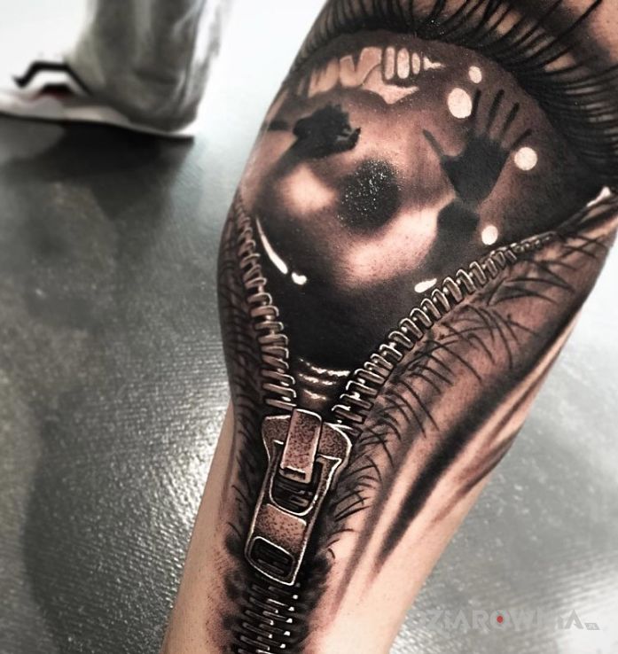 Tatuaż suwak z okiem - 3D