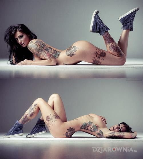 Tatuaż dwie strony ciała - kwiaty