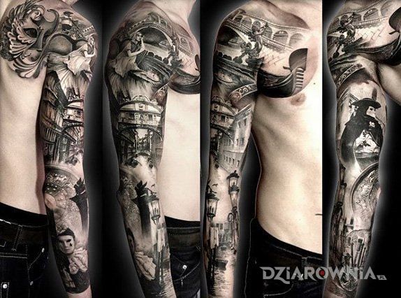 Tatuaż karnawał w wenecji - rękawy