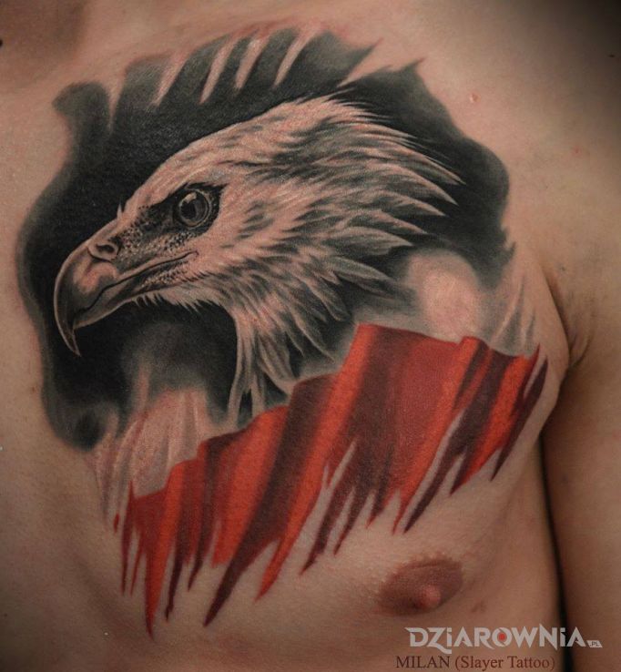 Tatuaż barwy biało-czerwone - patriotyczne