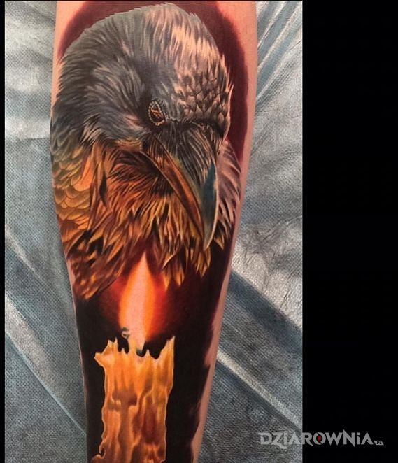 Tatuaż kruk i swieca - 3D