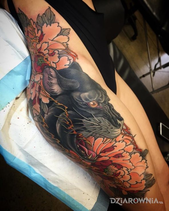 Tatuaż czarna pantera - zwierzęta