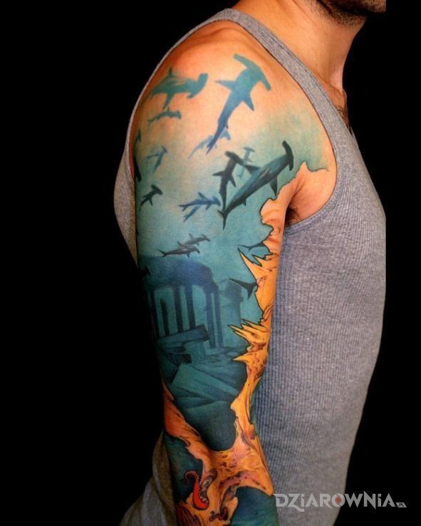 Tatuaż rekiny - rękawy