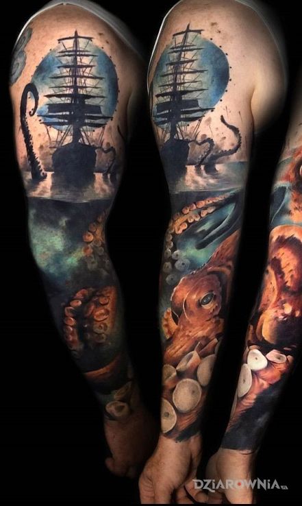 Tatuaż wielki kraken - 3D