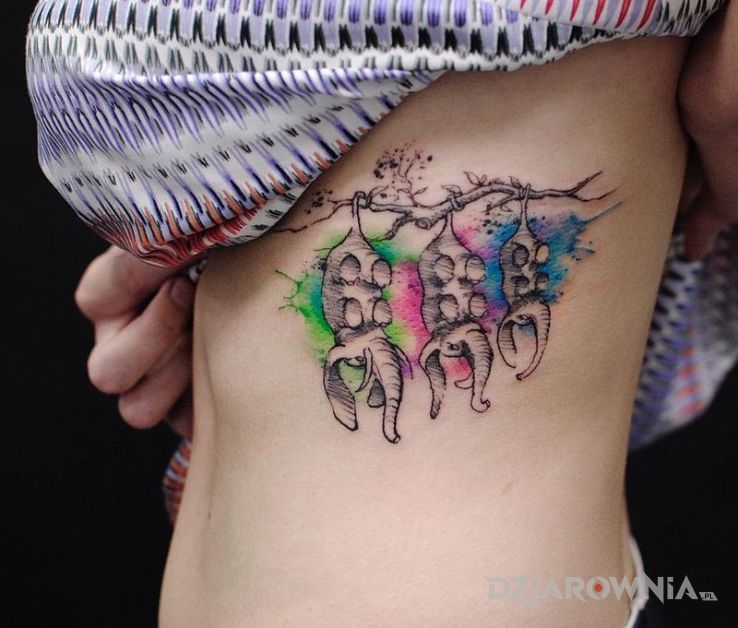 Tatuaż trzy słonie - zwierzęta