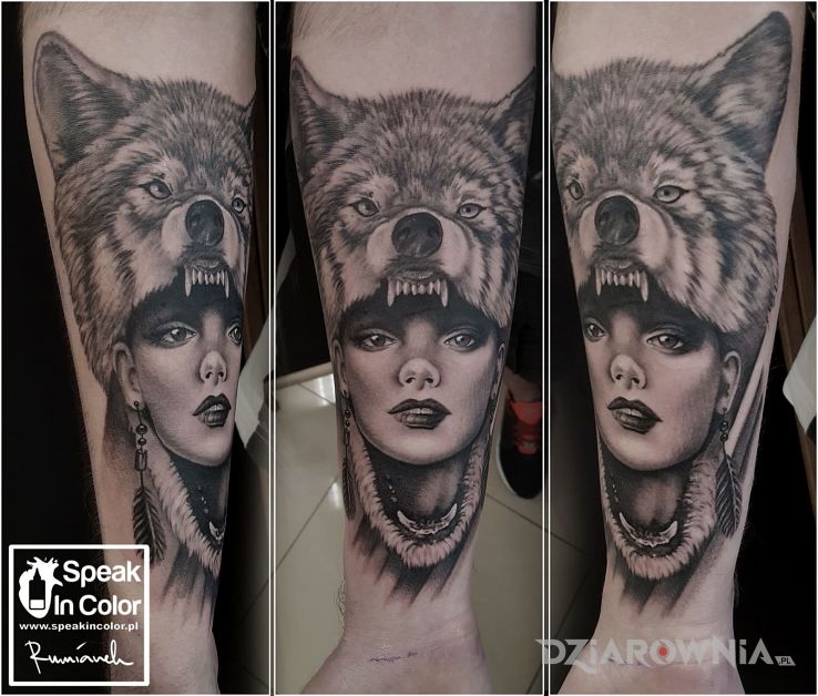 Tatuaż womanwolf tattoo - zwierzęta