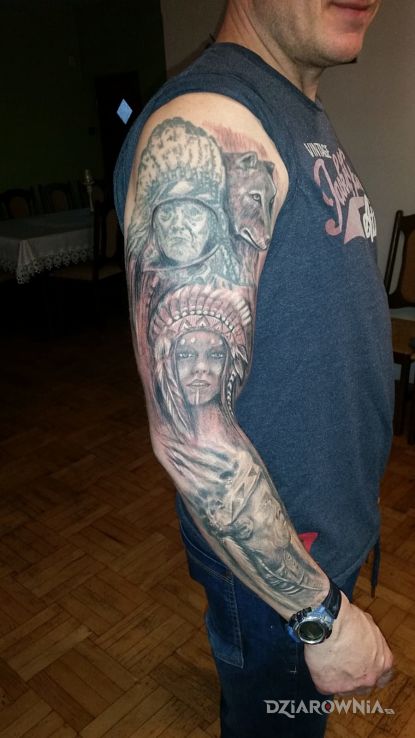 Tatuaż rękaw - indiańskie
