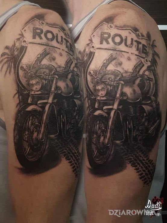Tatuaż route 66 choppers - realistyczne