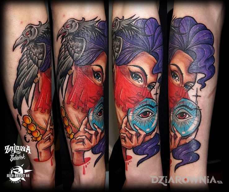 Tatuaż perwszy kolorek - twarze