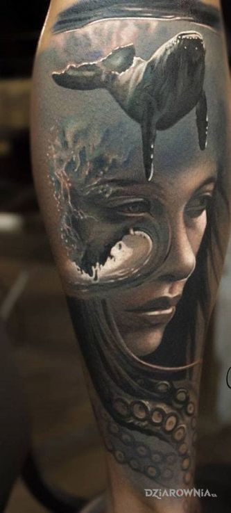 Tatuaż wieloryb - realistyczne