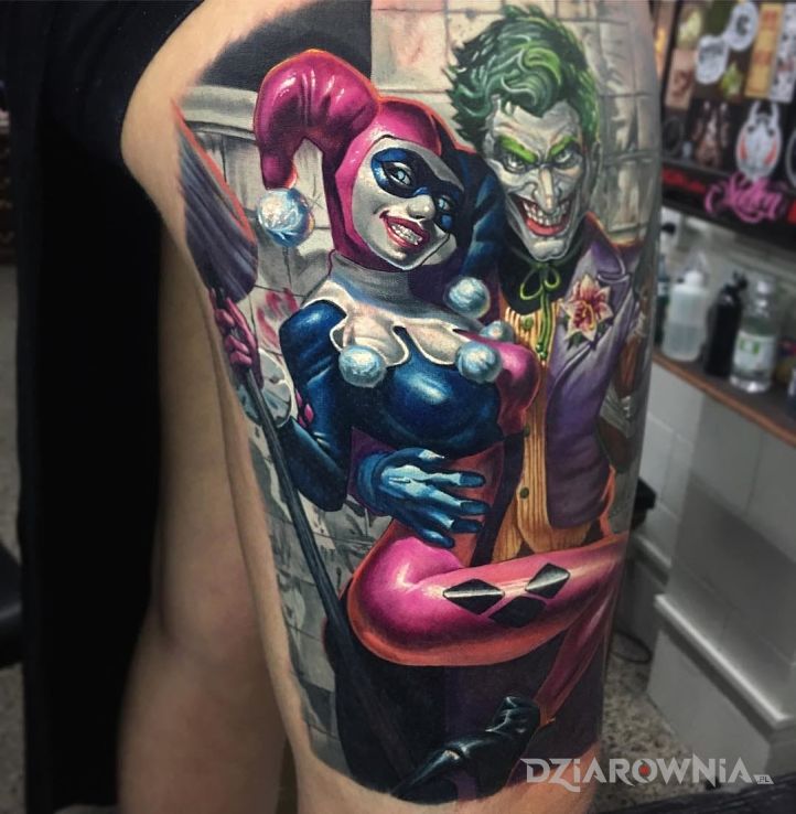 Tatuaż joker z ukochaną - 3D