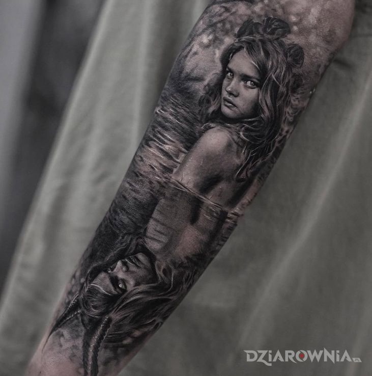 Tatuaż oblicze kobiety - 3D